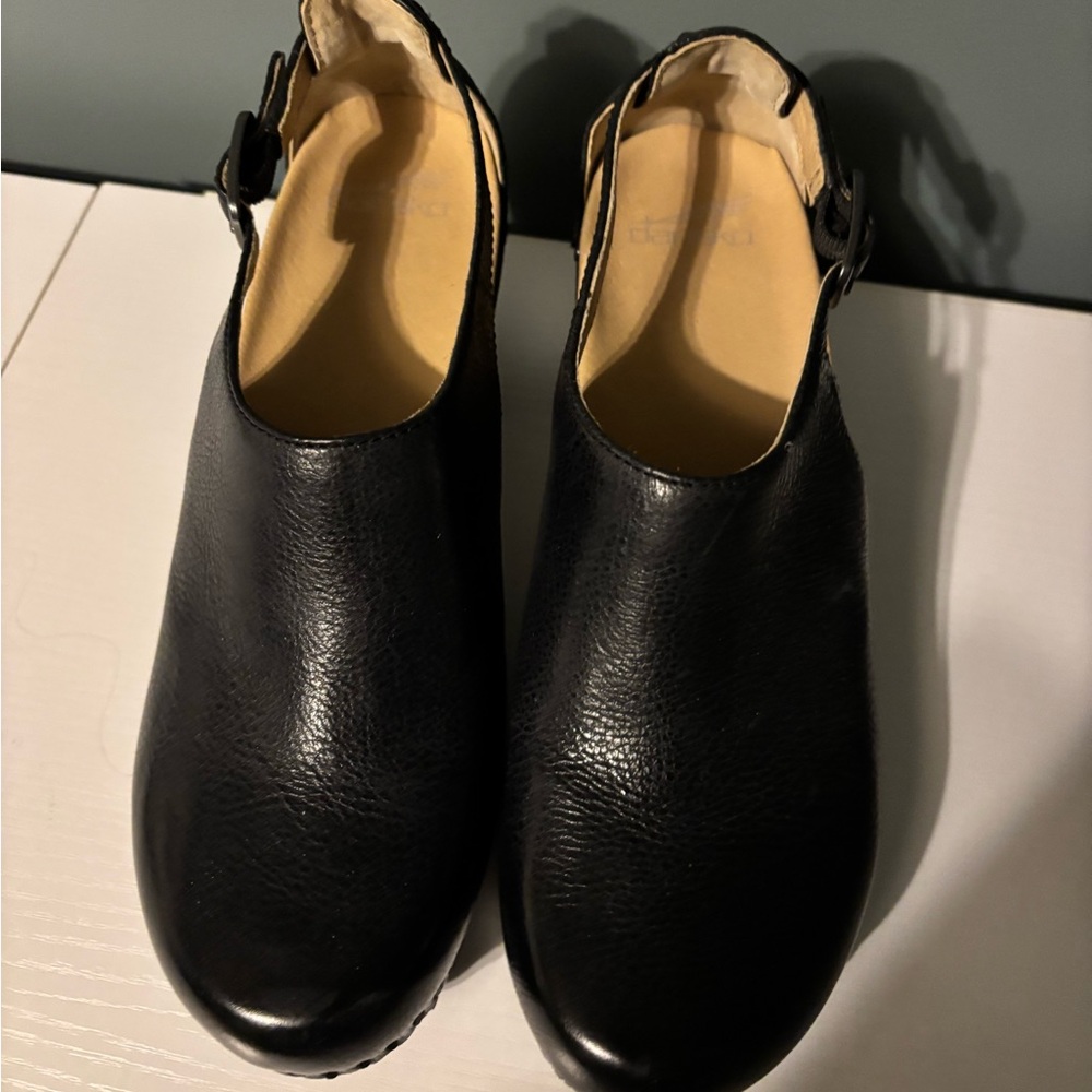 Dansko Classic Black Leather Clogs